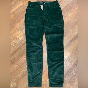 NEW J. Crew 9" High Rise Stretch Toothpick Jeans 31T 31 Tall Green Velvet